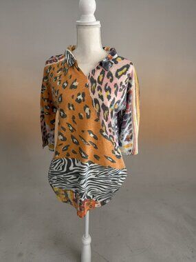 ATELIER 5 Linen Blend Collared Top Size Medium